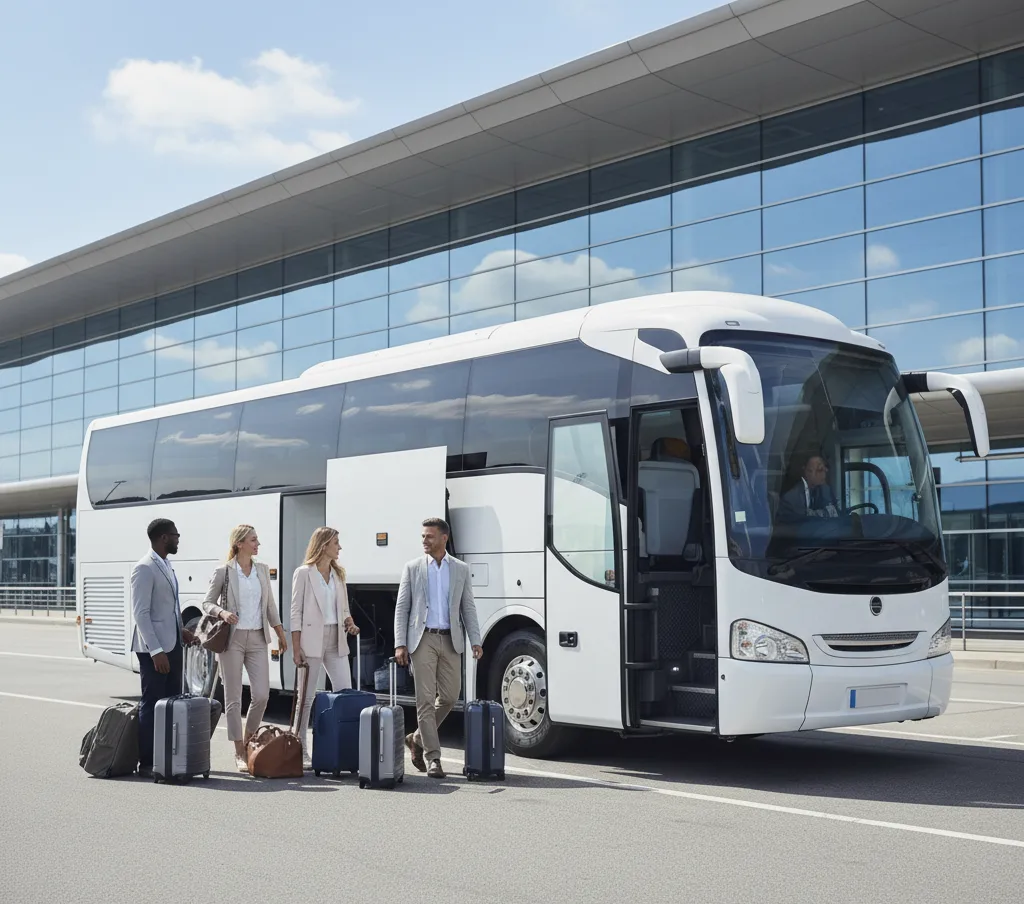 Coach at airport terminal